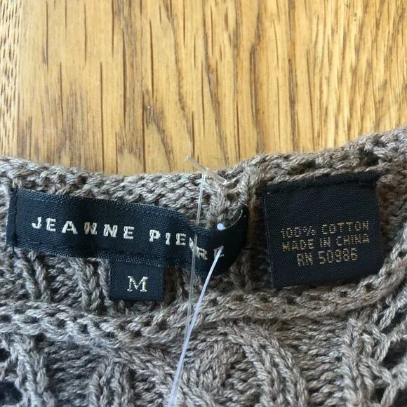 Jeanne Pierre Taupe Knit Sweater Size Medium NWT - Picture 4 of 8